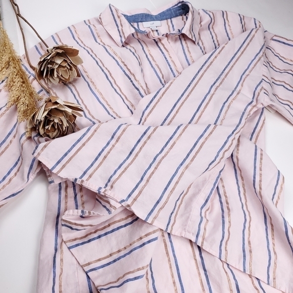 J. Jill Pink Rose Gold Metallic Blue Stripe Super Soft Cotton Long Sleev… - Picture 9 of 12